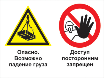 Кз 32 опасно - возможно падение груза. доступ посторонним запрещен. (пластик, 400х300 мм) - Знаки безопасности - Комбинированные знаки безопасности - Магазин охраны труда и техники безопасности stroiplakat.ru